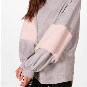 Boohoo Oversized Faux Fur Sweatshirt